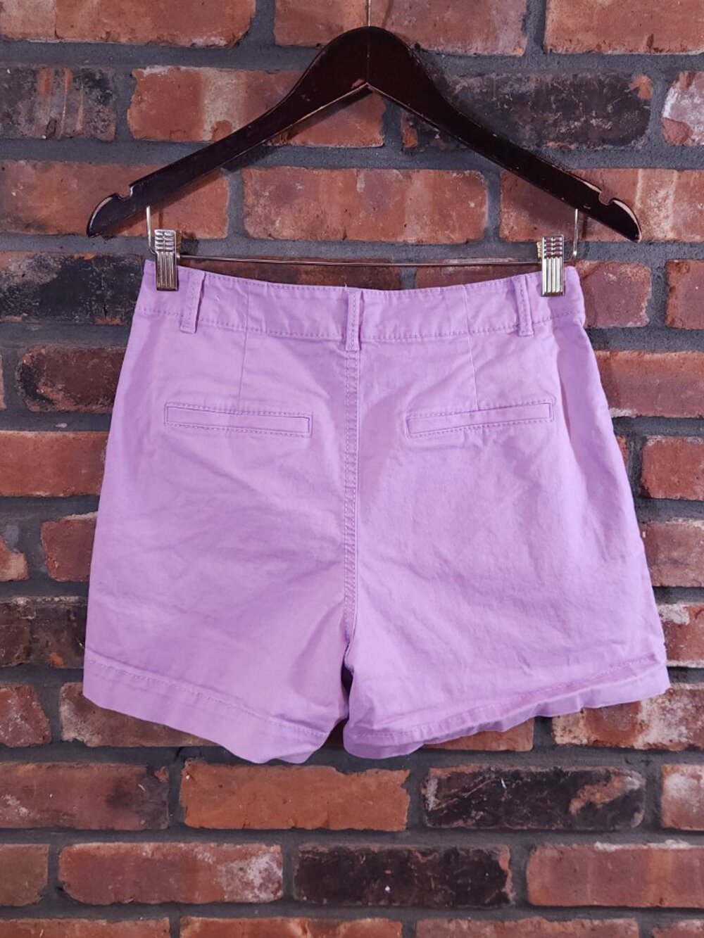 LOFT High Rise Washed Twill Flat Front 3.5" Chino Shorts in Purple Women's 0 - Picture 4 of 6